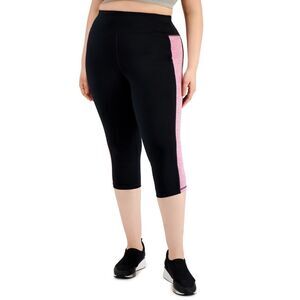 ID Ideology Women S Colorblocked Capri Leggings Pink Size 2X